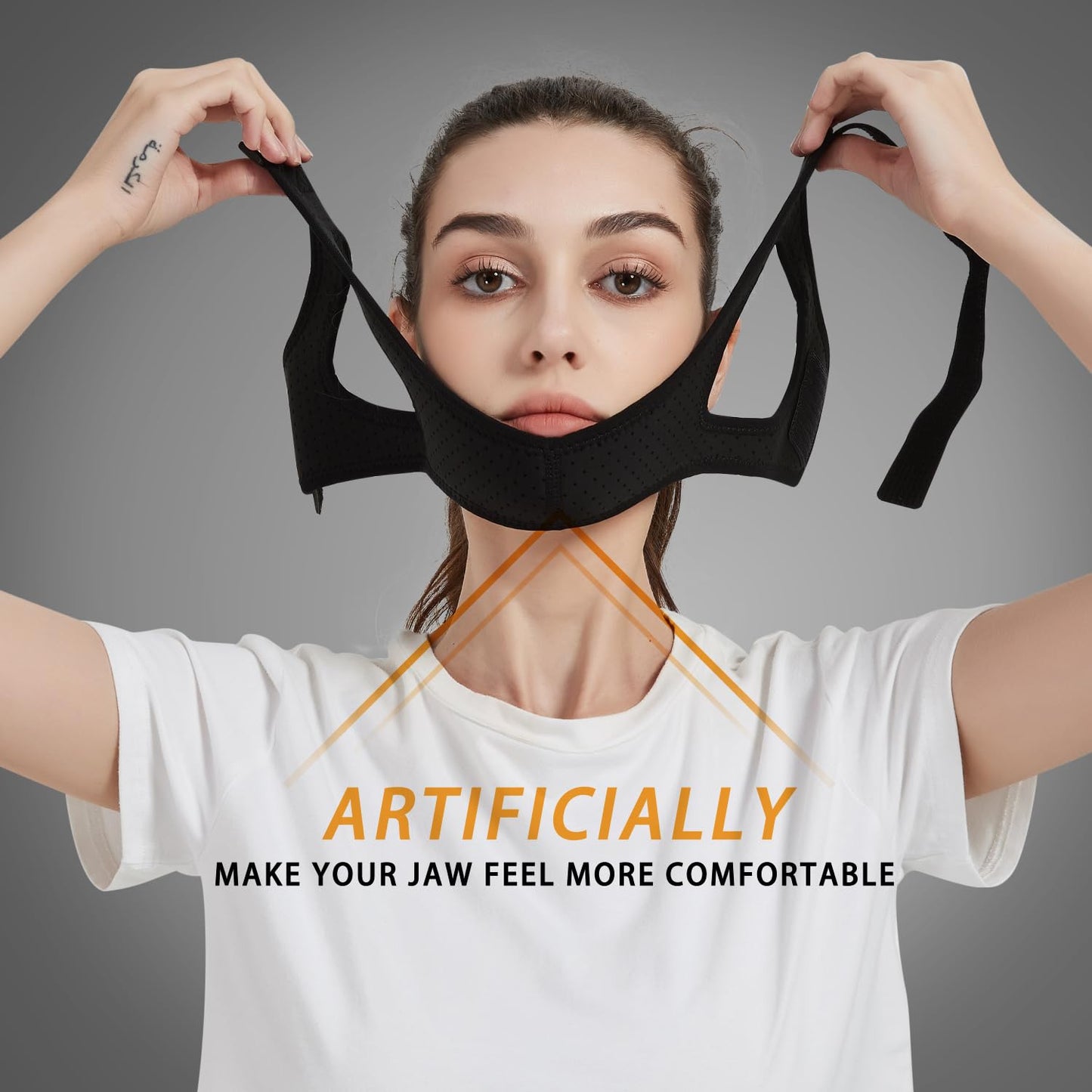 Chin Strap for Sleeping - Comfortable Stop Snoring Solution - Snore Stopper with Adjustable Chin Strap for CPAP Users - Anti Snoring Devices Breathable and Reusable for Men and Women (Grey)