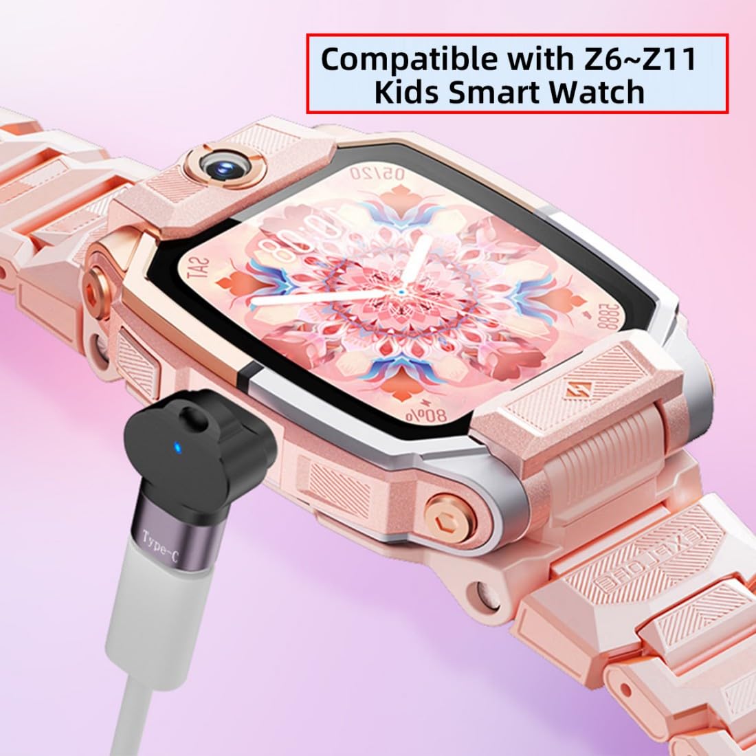 Chenyang 2 Pack Usb C To Pitch 5.0Mm 2Pin Dc 5V/12V Magnetic Smart Watch 90 Degree Angled Charging Adapter For Z6~Z11 Kids Smart