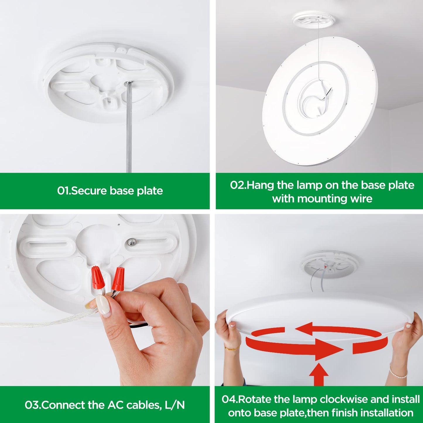 Taloya 18 Inch Flush Mount Led Ceiling Light, Dimmable, 5 Color Temp Settings, Ultra Slim, White, Model 8304