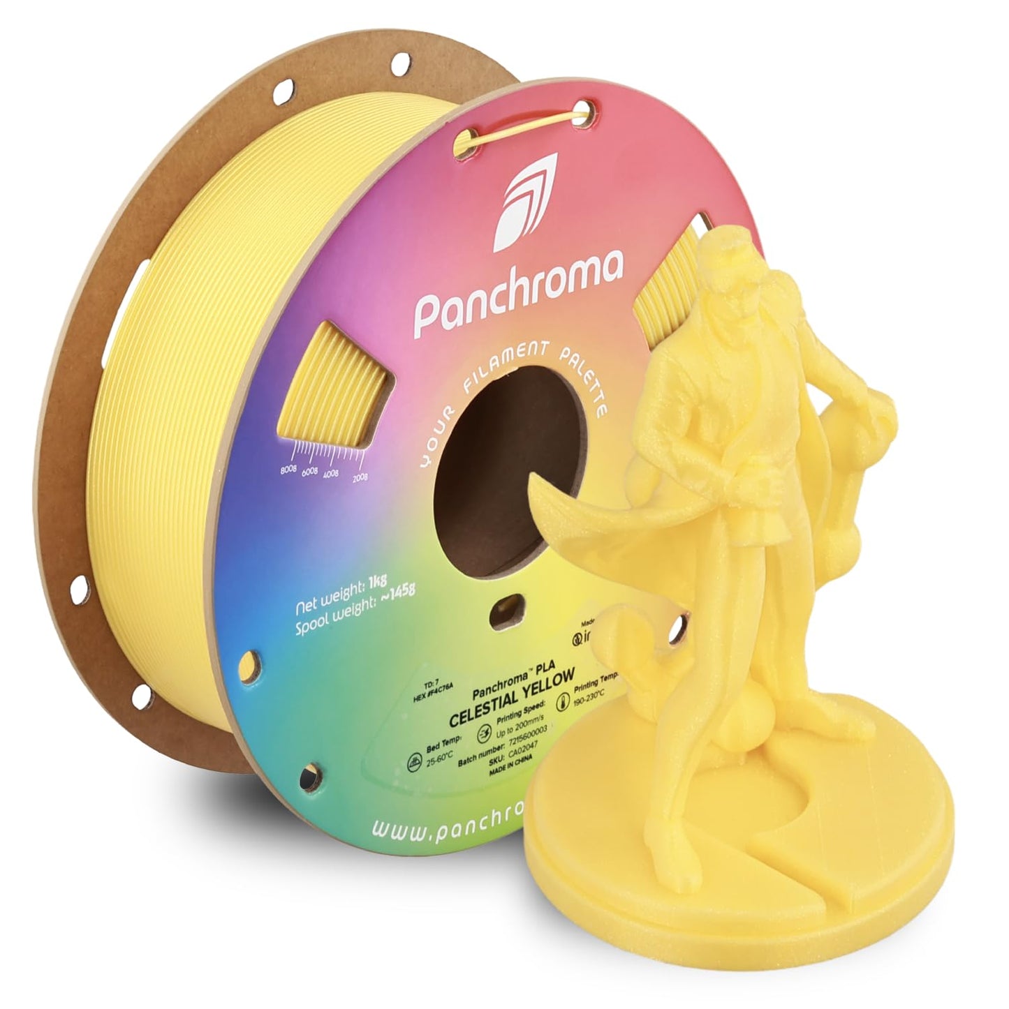 Polymaker Panchroma Celestial PLA Filament, Celestial Yellow 1.75mm 3D Printing Filament, Shiny Glittering 3D Printer PLA Filame