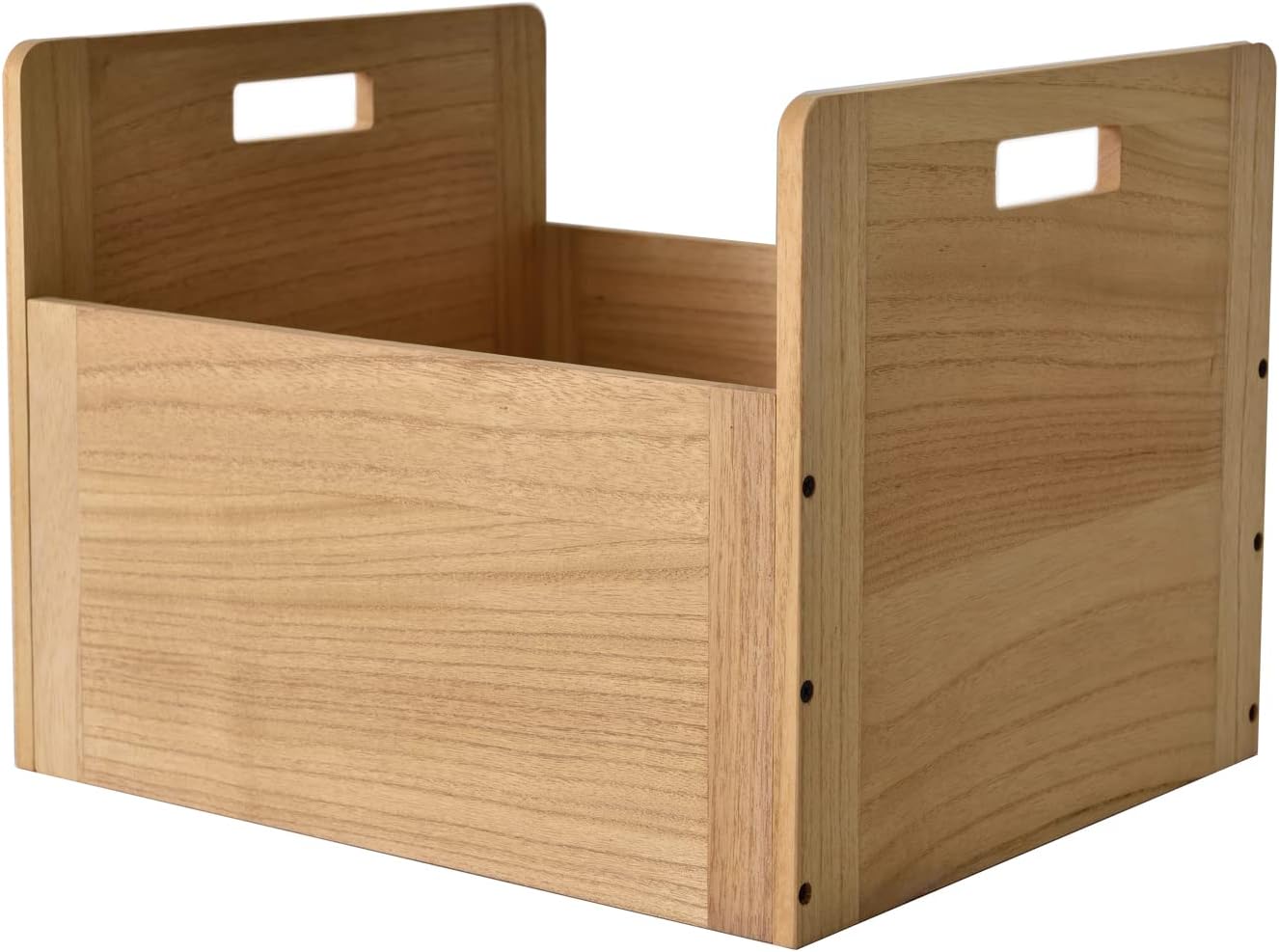 KIRIGEN Wooden Vinyl Record Storage Box Storage Crate Box for LP Hold Up to 80 Records Natural CDH-NA