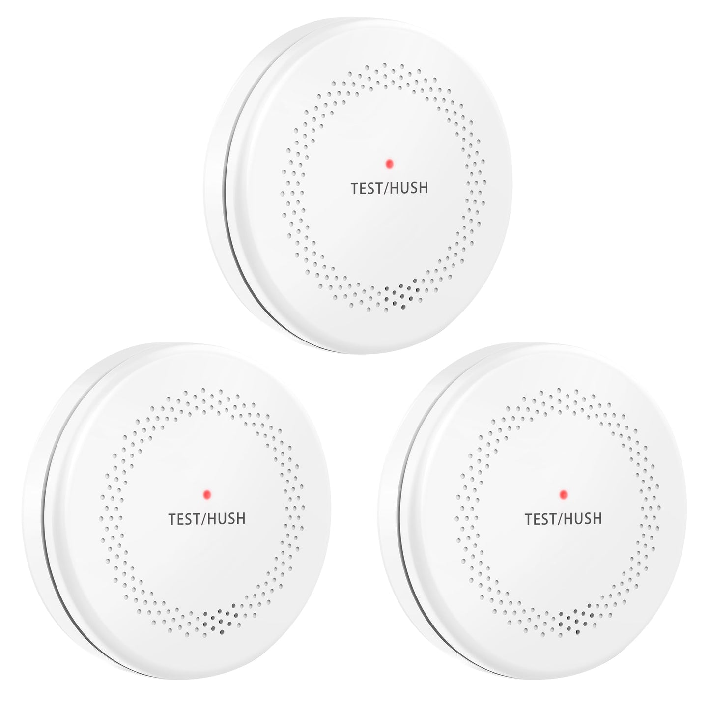 HATHEPHS Combination Smoke and Carbon Monoxide Detector Alarm, 10-Year Battery Dual Sensor Fire & CO Alarm with Large Test/Silence Button, Adhesive & Screws Included, 3-Pack