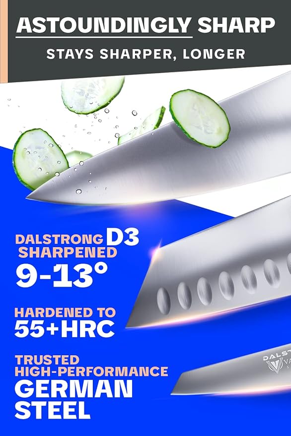 Dalstrong 3pc Knife Set - Vanquish Series - Forged High Carbon German Steel - Black Handle - Chef Knife, Santoku and Paring - Razor Sharp Kitchen Set - NSF Certified
