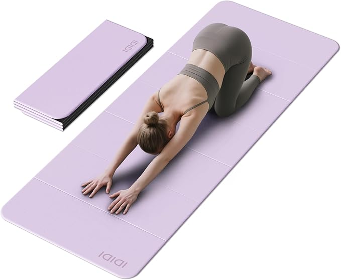 Foldable Yoga Mat Extra Thick & Large (74" x 31.5" x 0.32"), Double-Sided Non Slip & Lightweight Fitness Mat, 8mm Thick Wi...