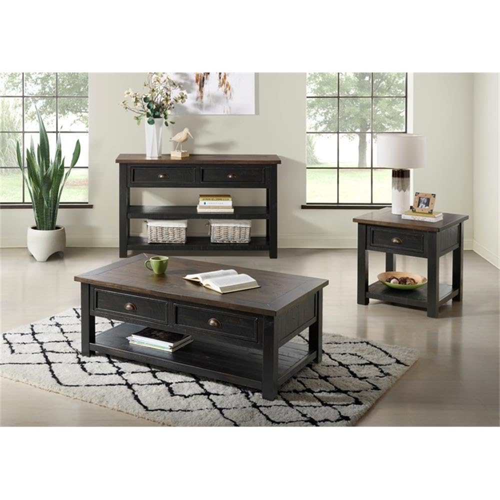 Martin Svensson Home Solid Wood Coffee Table, Black with Brown Top