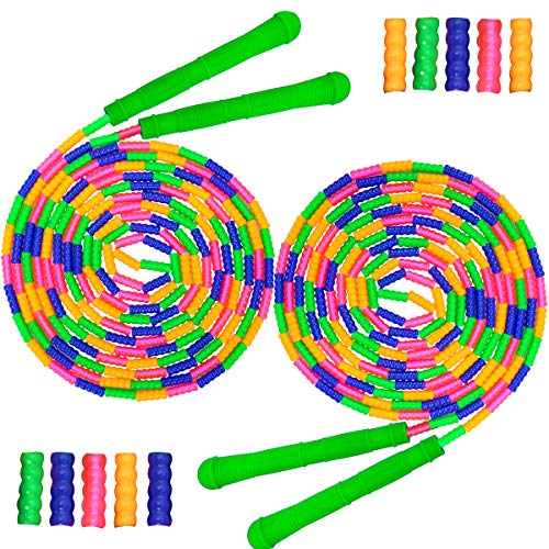Coolrunner 16 FT Long Jump Rope(2 PACK), Double Dutch Jump Ropes, Soft Beaded Skipping for Kids Adults, Plastic Segmented ...