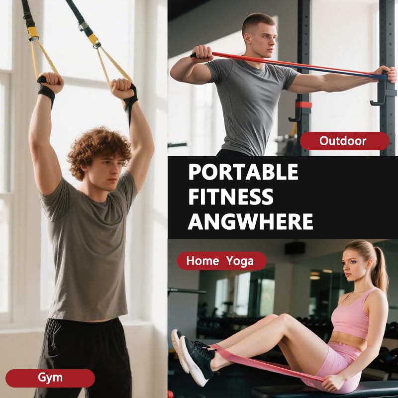 Resistance Bands Set, Exercise Bands, Workout Bands with Handles for Men and Women, Ankle Straps, Door Anchor and Carry Ba...