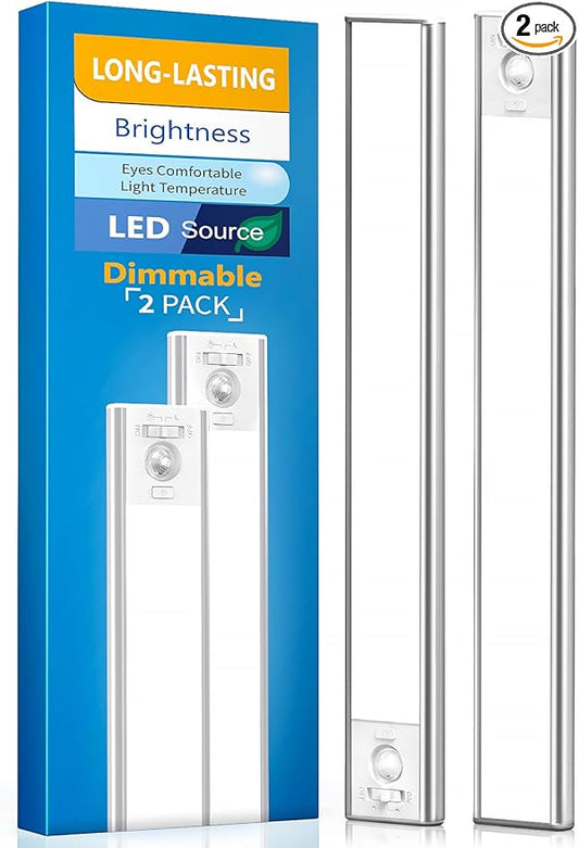 Under Cabinet Lighting, LED Motion Sensor Light Indoor, 2200mAh USB Rechargeable Closet Lights Battery Operated, Stick On ...