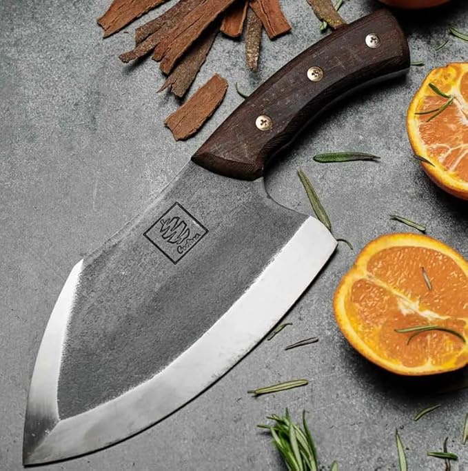 COOLINA Alpha Duo Knife Set - Lixy Cleaver & Tungsten XL Chef Knife, Hand-Forged High-Carbon Steel, Razor-Sharp, Full Tang, Ergonomic Handle