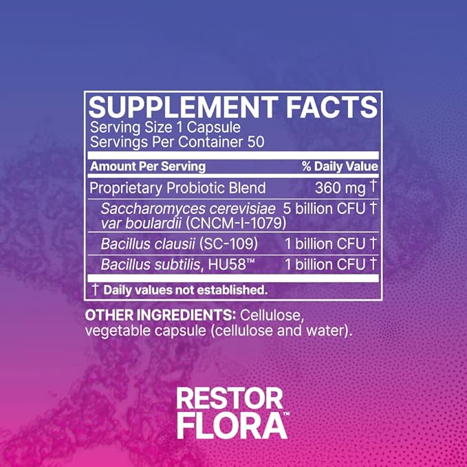 Microbiome Labs RestorFlora Spore & Yeast Probiotics Supplement (50 Capsules) + MegaQuinone K2-7 Complete Vitamin K Supplement Vitamin K1 & K2 MK-7 K2 with Magnesium & Zinc (60 Capsules) - 2 Products