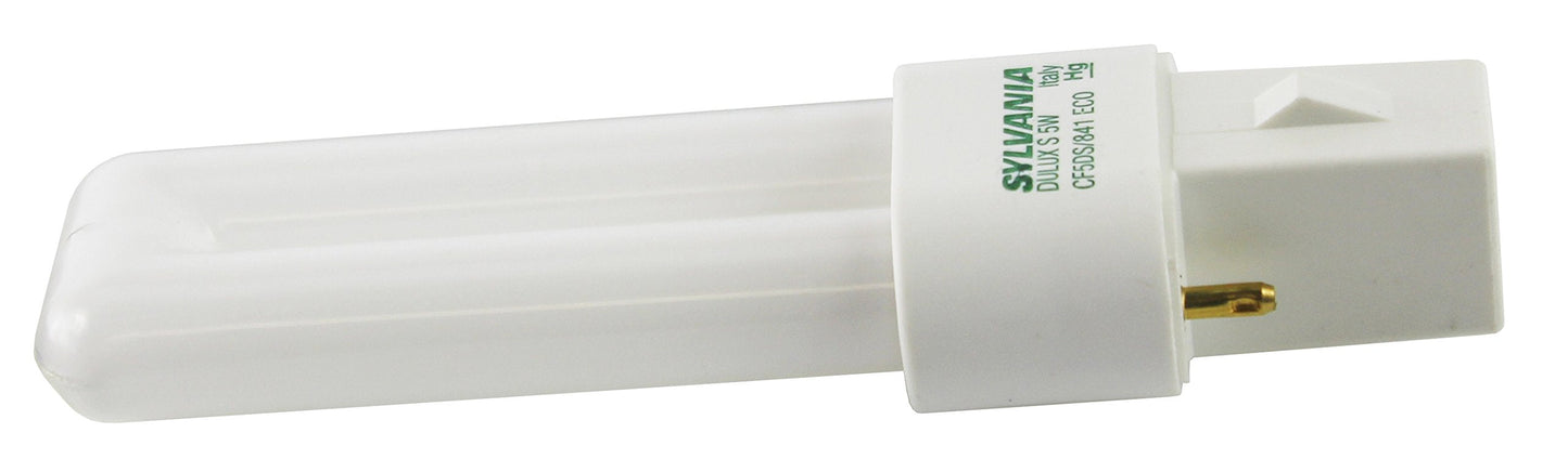 Osram Sylvania 20303 Cf5Ds/841/Eco Dulux 5W Single Compact Fluorescent Lamp With 2-Pin Base  4100K Color Temperature  82 Cri  Ecologic For Use On Magnetic Ballast