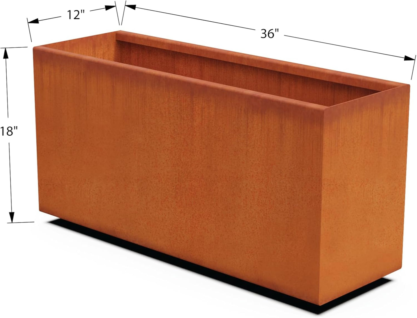 Large Rectangular Planters for Outdoor Plants 36x12x18 Corten Steel Planter | Large Outdoor Planter Box for Patios & Gardens | Heavy Duty Metal & Fully Assembled