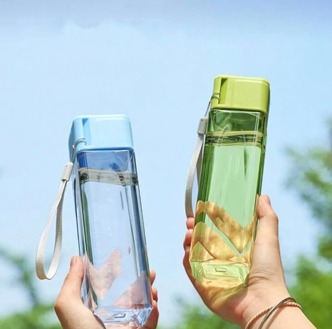 500ml LASSY Clear Trendy Aesthetic Water Bottle with Wristlet, Stainless Steel, for Sports, Travel, Gym (Blue), Red
