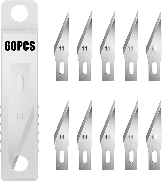 Headley Tools #11 Hobby Knife Blades(Pack of 60),Art Blades Cutting Tool with Storage Case for Craft, Hobby, Scrapbooking, Stencil