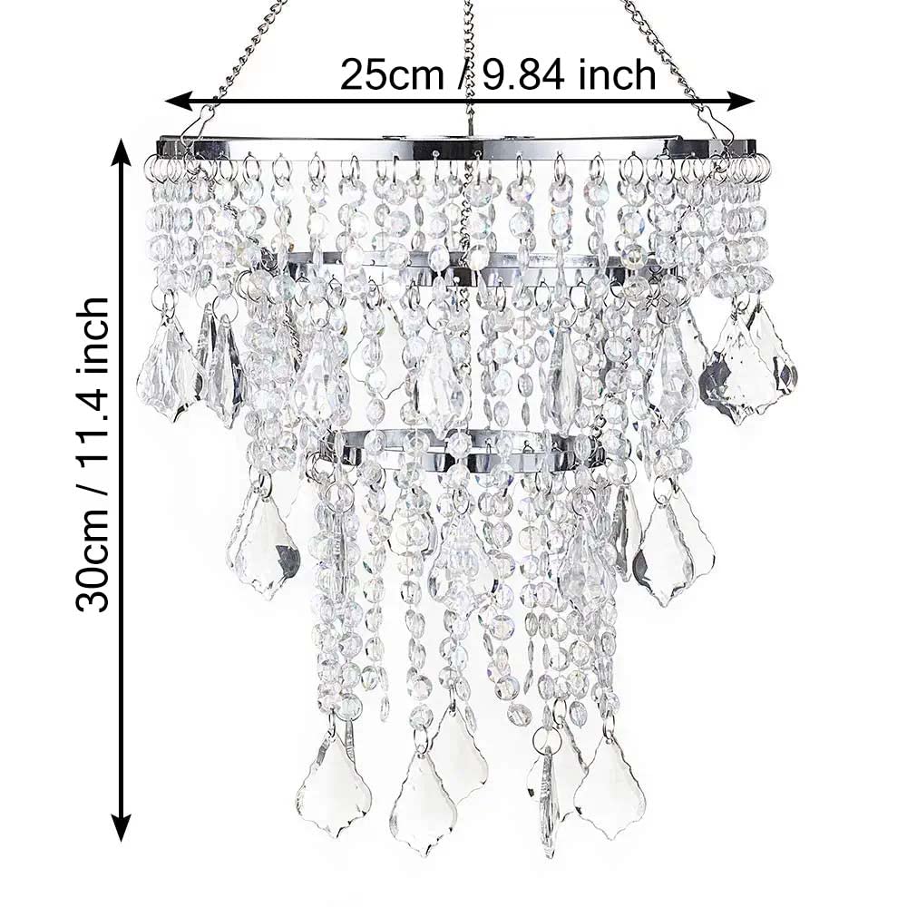 Sunli House Acrylic Chandelier Pendant Light Mini Crystal Beaded Ceiling Fixture 8.7in x 11.4in  Silver Model 43238-72124