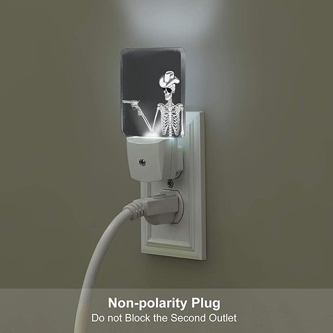 Led Night Light, Funny Gothic Skull Cowboy Decorative Plug in Nightlights,with Smart Auto Dusk to Dawn Night Light for Bedroom, Kitchen, Nursery, Bathroom