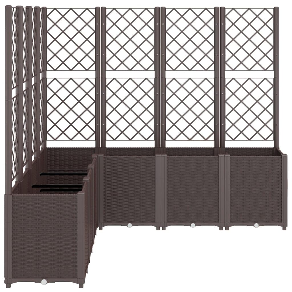 XHNIFBN Brown Modular Garden Planter with Trellis 63x63x55 in Outdoor Raised Beds Box UV Polypropylene for Balcony Patio Terrace