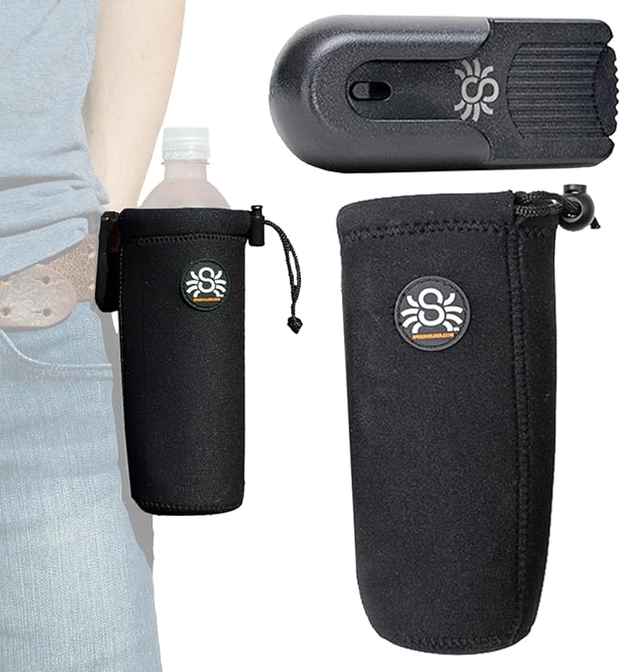 Spider Holster - SpiderMonkey Water Bottle Holder - Self Locking Belt Accessory Clip with Neoprene Drink Holster!