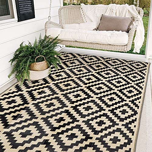 SAND MINE Waterproof Outdoor Rug 5x8 ft, Plastic Reversible Rug, Modern Area Rug, Large Floor Mat for Outdoors, RV, Patio,...