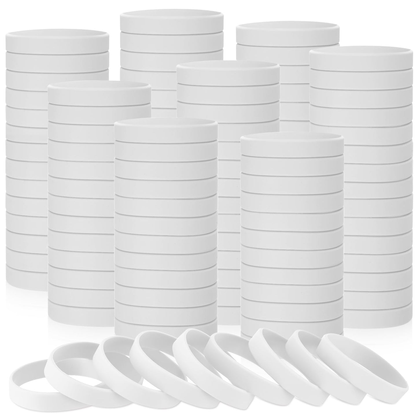 Liliful 100 Pcs Silicone Rubber Wristbands Rubber Wristband Bracelet Bands for Silicone Wristbands for Women Men(White)