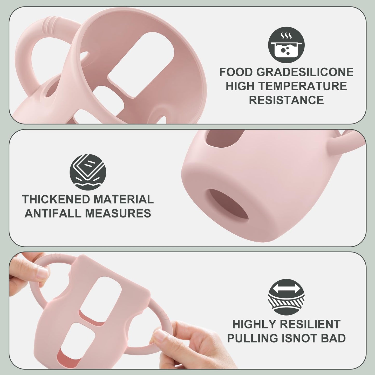 3PCS Philips Avent Glass Bottle Silicone Sleeves with Handles, Compatible with Philips Avent Glass Bottles 4 oz, Suitable for Avent Baby Bottles 4 oz, and Easy to Clean