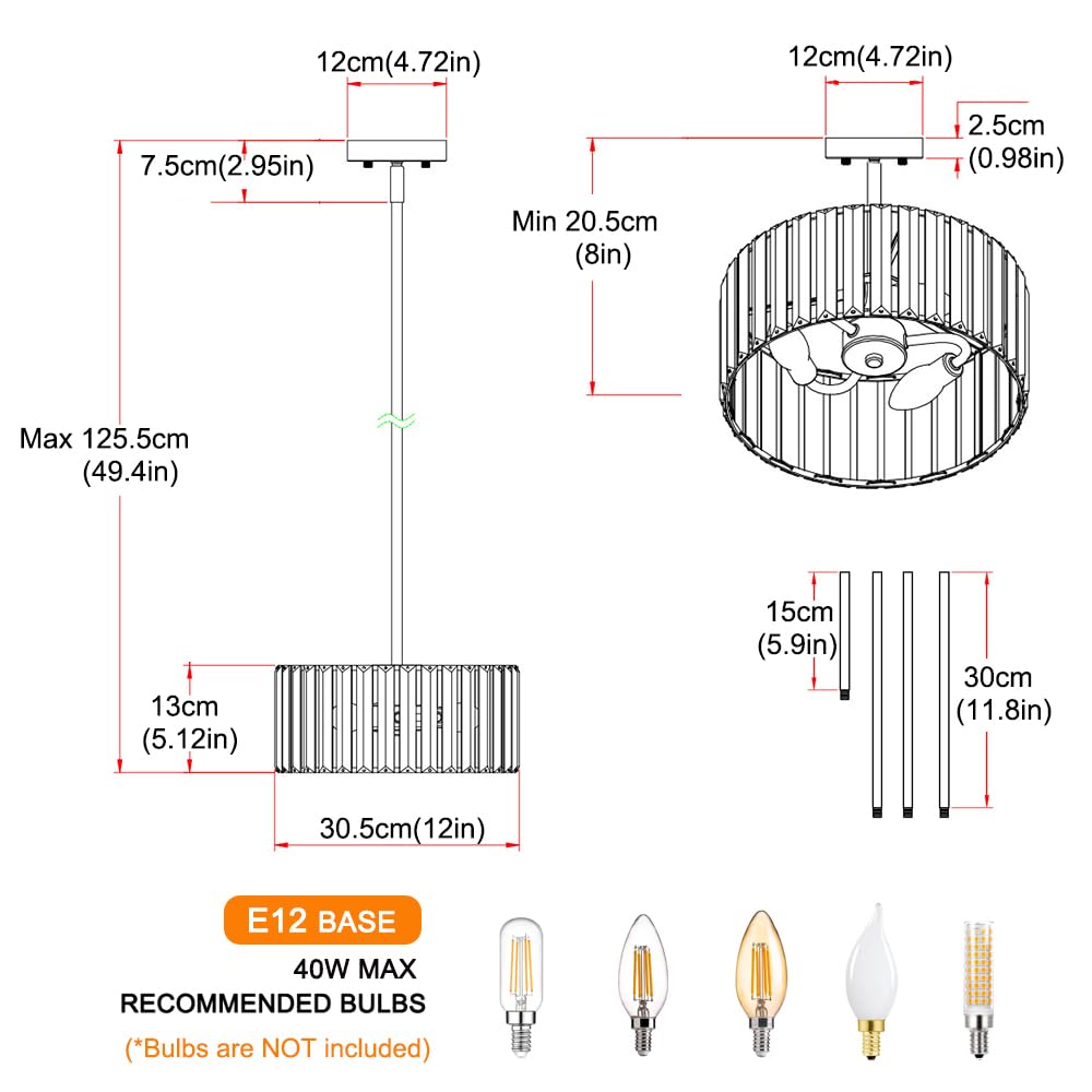 Modern Crystal Chandelier For Dining Room  Chrome Semi Flush Mount Ceiling Light Fixtures  Round Kitchen Hanging Drum Pendant Lights Ceiling  12?Crystal Pendant Lighting For Foyer Bedroom Living Room