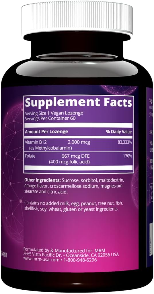 MRM - Vitamin B-12 (sublingual tabs - Methylcobalamin) with Folic Acid 60 tabs