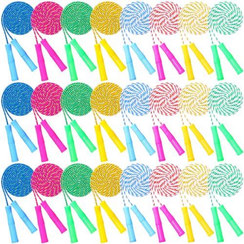 Aoriher 7.87 ft Cotton Colorful Jump Rope for Kid Toddler Bulk Adjustable Length Stripe Skipping Rope with Plastic Handle ...