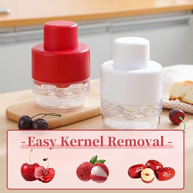 Cherry Pitter Tool Pit Remover, 2025 Upgraded 7-in-1 Portable Cherry Core Remover Stoner Pitter Quick Release, Multiple Corer Tool for for Kitchen, Cake Shop, Fruit Salad (White 1PCS)
