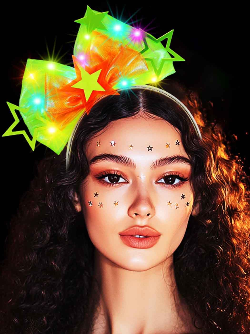 JONKY Light Up Bow Headband Yellow Bowknot Hair band Glowing Star Headpiece Costume Hair Accessories for Women (Yellow, one size
