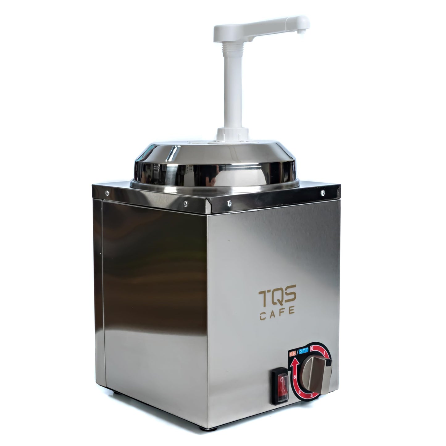 Nacho Cheese Dispenser & Hot Fudge Dispenser, 2.6 Qt Commercial Stainless Steel Sauce Warmer with Pump and Adjustable Temperature Control for Concession Stands Cafes Restaurants 110V - TQS Cafe