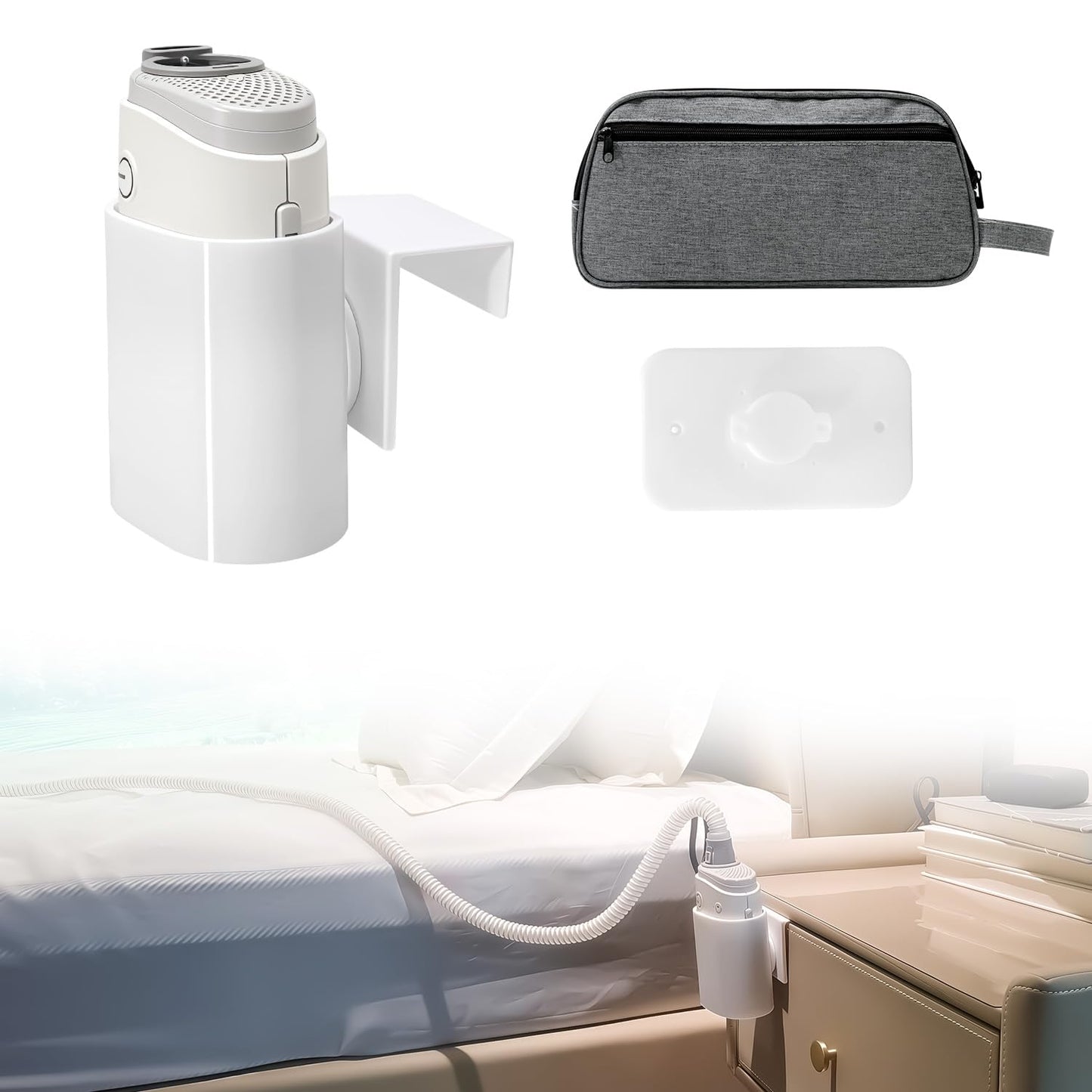 Cpap AirMini Mount System Kit Fit for Air Mini - with Travel Storage Bag, Cpap Wall Mount, Drawer Hook Stand, Portable Cpap Supplies Travel Bag Carrying