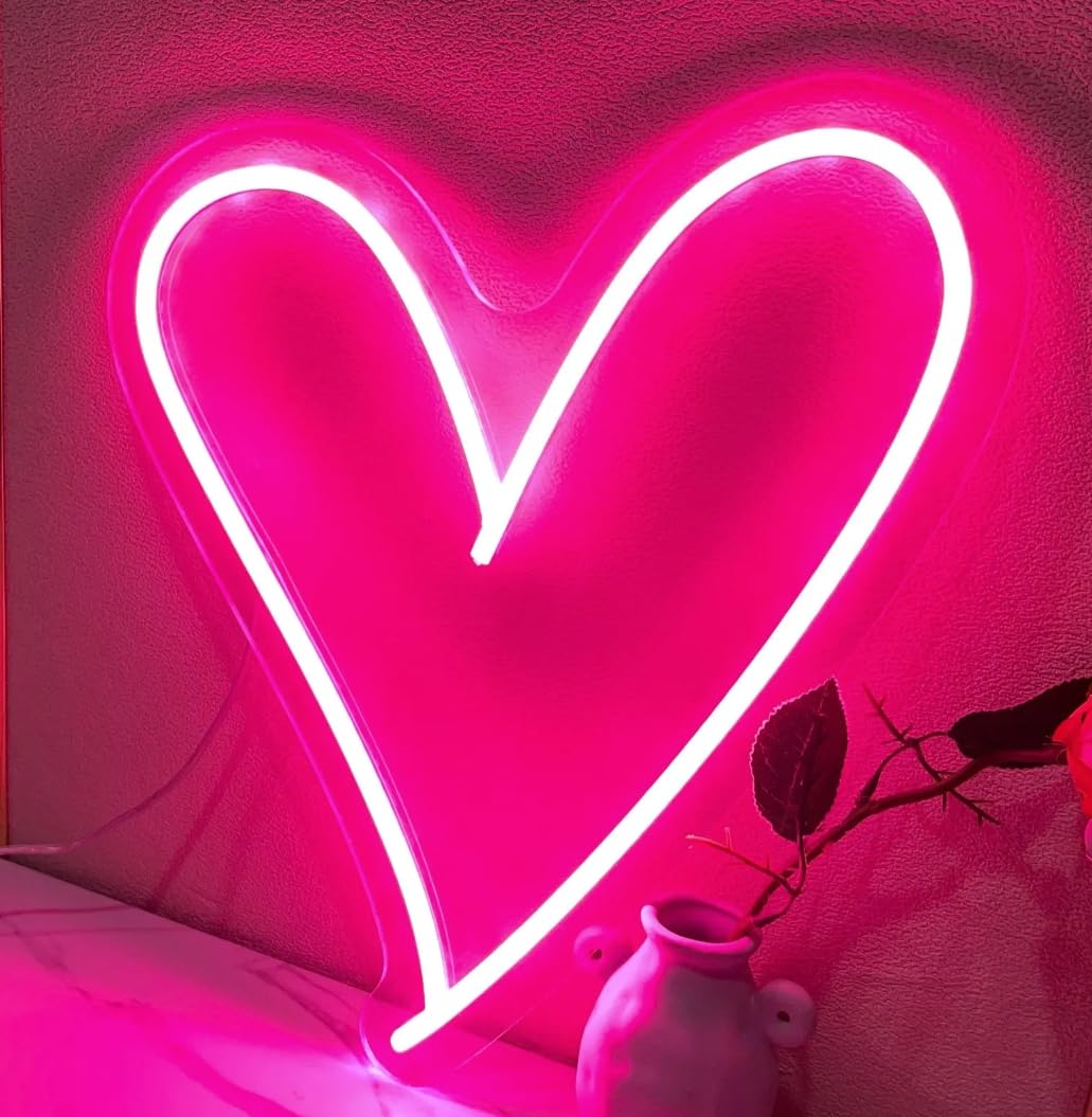 Ulalaza Neon Light Sign LED XOXO Decorative Marquee Sign 27*32CM Acrylic Heart Model NE00010