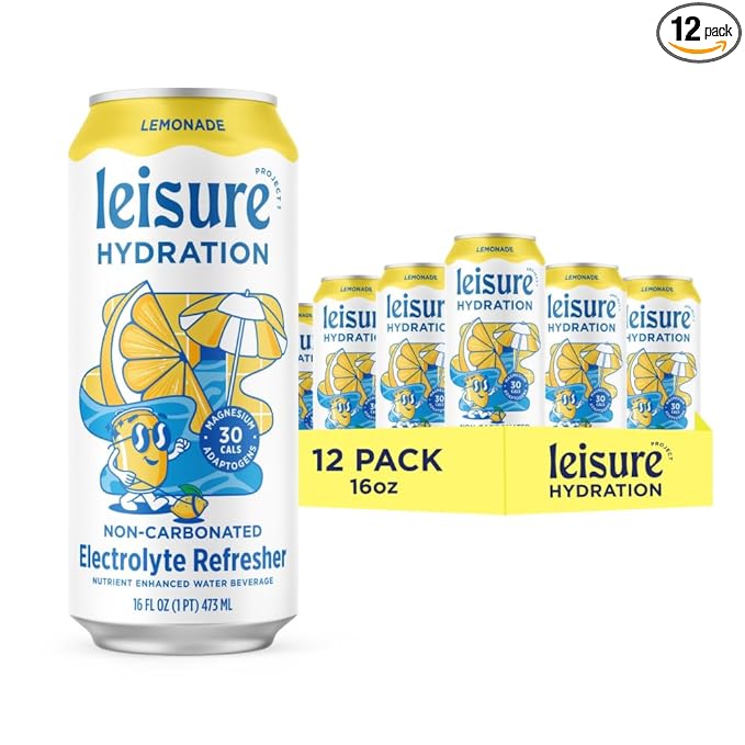 Leisure Hydration Non-Carbonated Electrolyte Refresher, Lemonade Flavor - Low Sugar Nutrient Enhanced Water Beverage - Get...