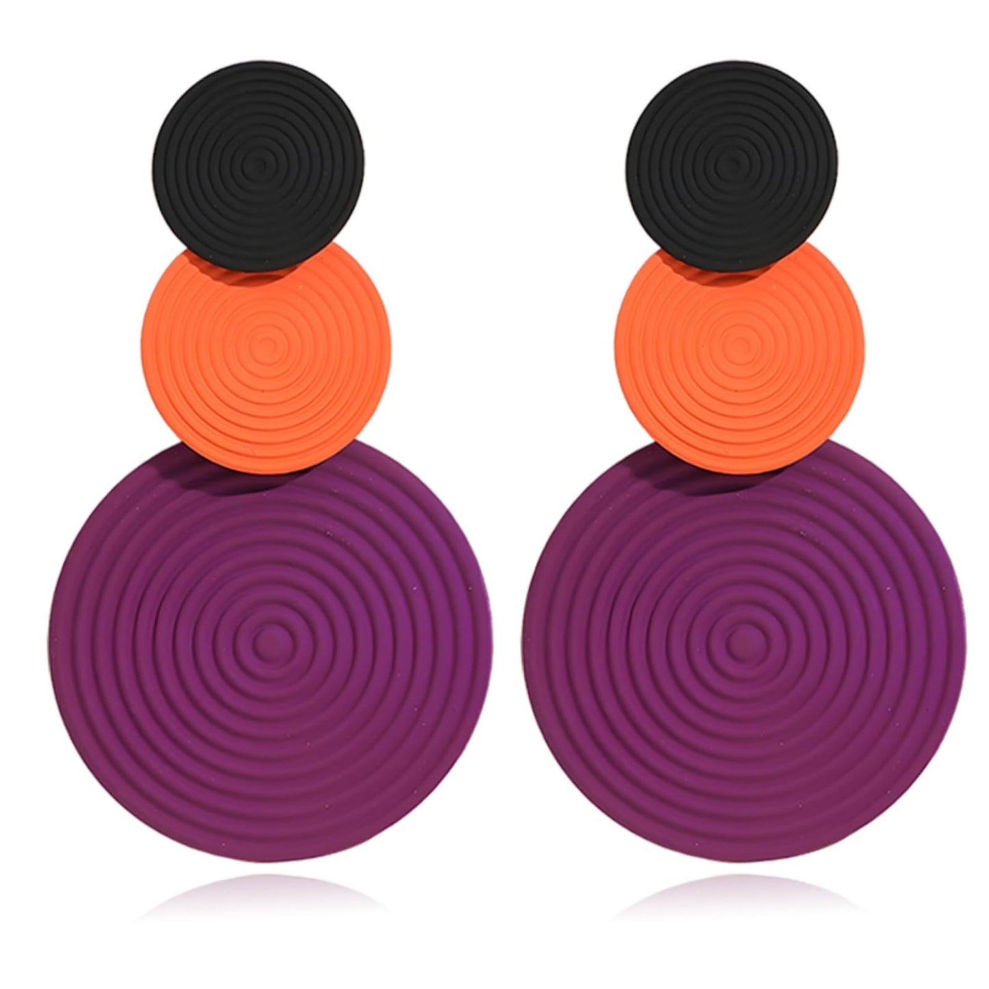 Retro 80s Neon Earrings Round Disc Dangle Drop Earrings for Women Lightweight Bohemia Statement Geometric Round Earring Fashion