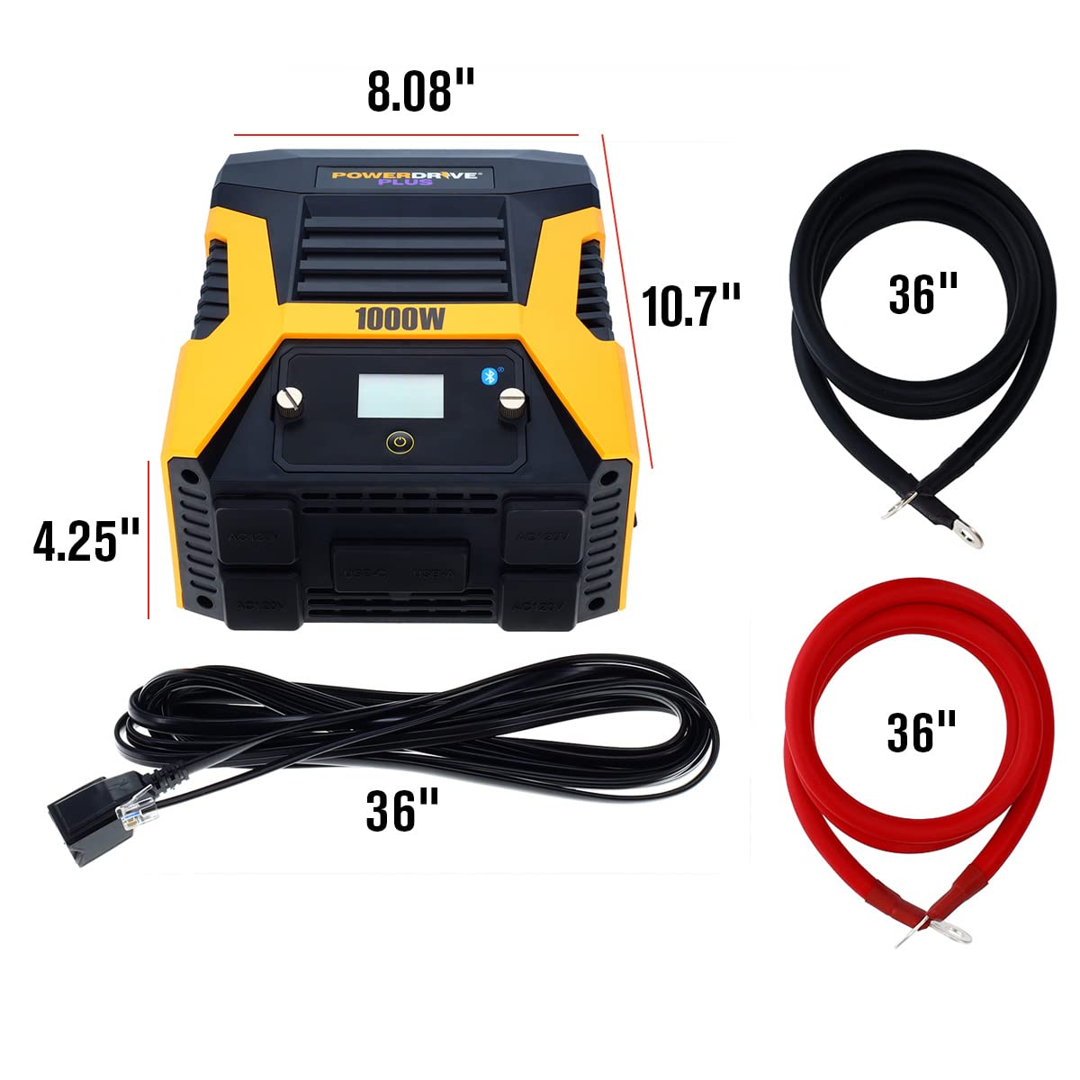 Powerdrive Plus Pwd1000P 1000 Watt Wireless Power Inverter With Bluetooth(R) Technology And Remote Control