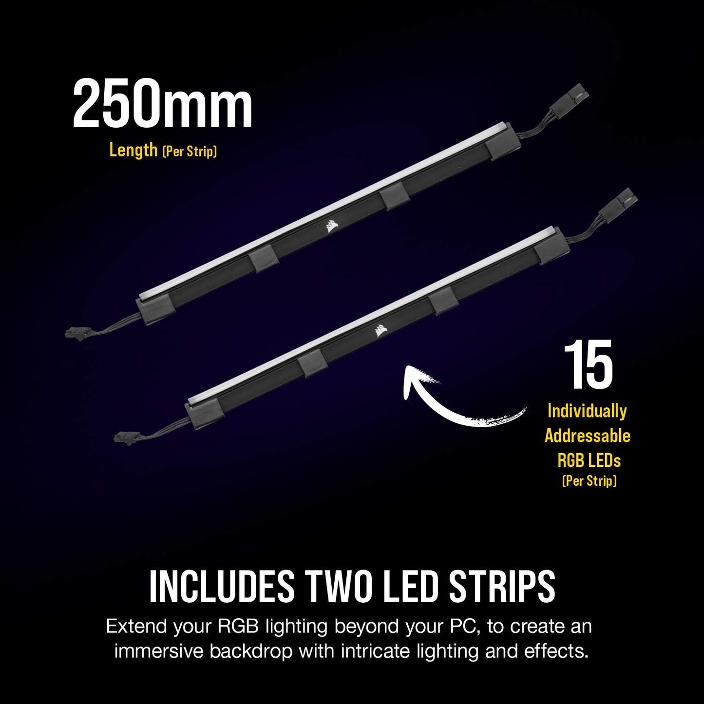 Corsair iCUE LS100 LED Smart Lighting Strip Expansion Kit 250mm, Black, Model CD-9010001-WW/SS, Plastic Material