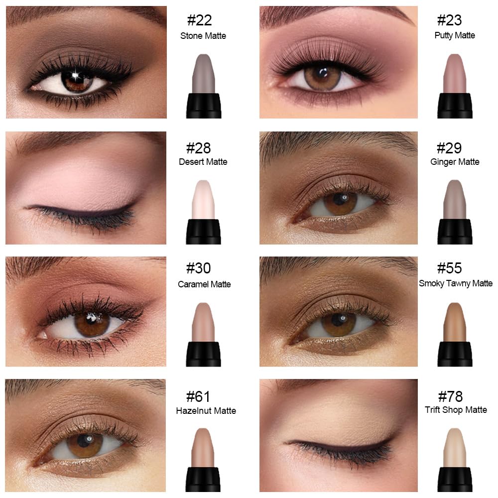 Kaely 8Pcs Cream Eye Shadow Sticks Set, Matte Eyeliner Pencil Eyeshadow Palette Makeup, Eye Highlighter Brightener Stick for Old