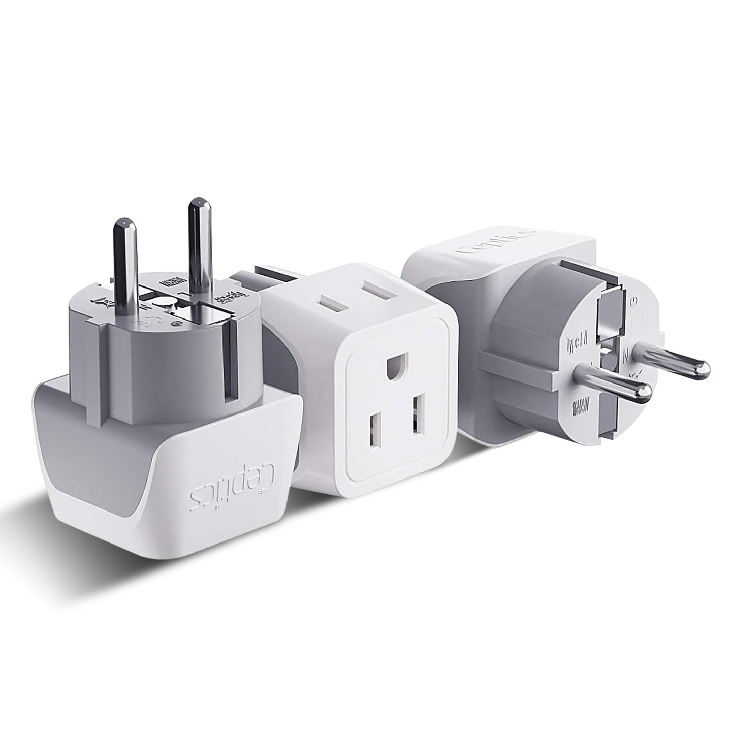 Ceptics Schuko Germany, France Plug Adapter, Dual Input - Ultra Compact Light Weight - Usa To Russia, South Korea Travel Adaptor
