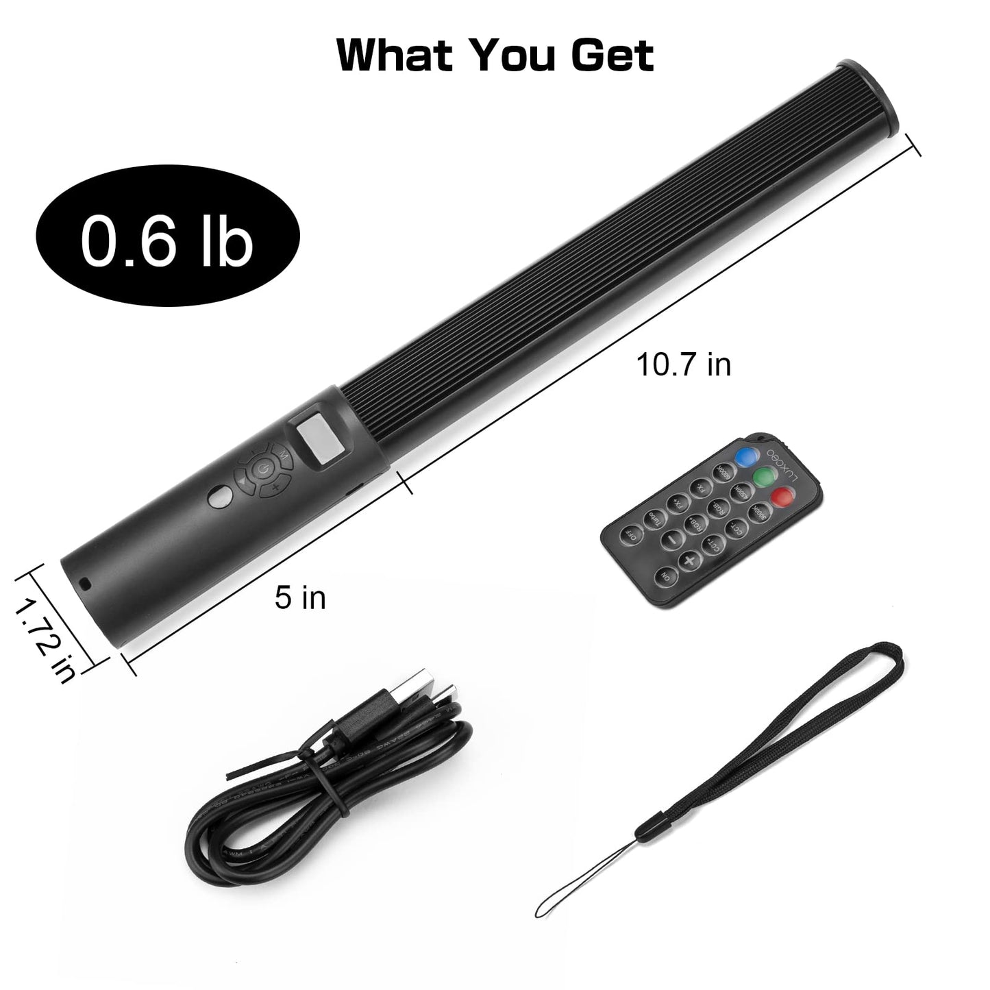 leshiou RGB Video Light Wand, Handheld Multi Color LED Tube Light Stick with Remote Control, Dimmable 2500K-6500K CRI97+ Full-Color LED Light with 2500mAh Rechargeable Battery, 12 Light Scenes