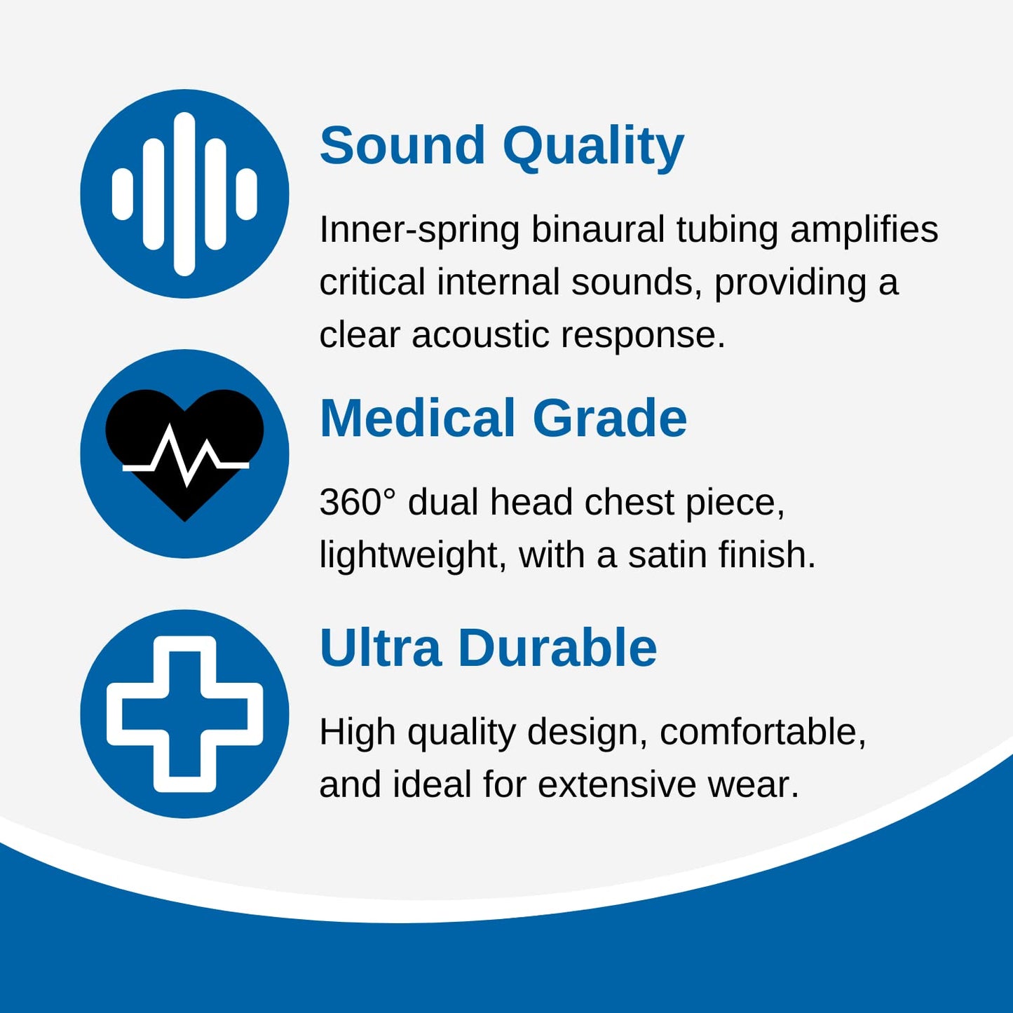 HCS Black Stethoscope, Classic Lightweight - Medical, Dual Head Stethoscopes for Nurses, Nursing School, Student Essentials, Work, Home - 22 inch Tubing