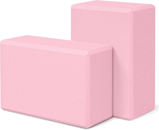 Yoga Block 2 Pack 9"x6"x3", Sturdy Yoga Foam Blocks, High Density & Non Slip Surface for Pilates & Stretching, Fitness Acc...