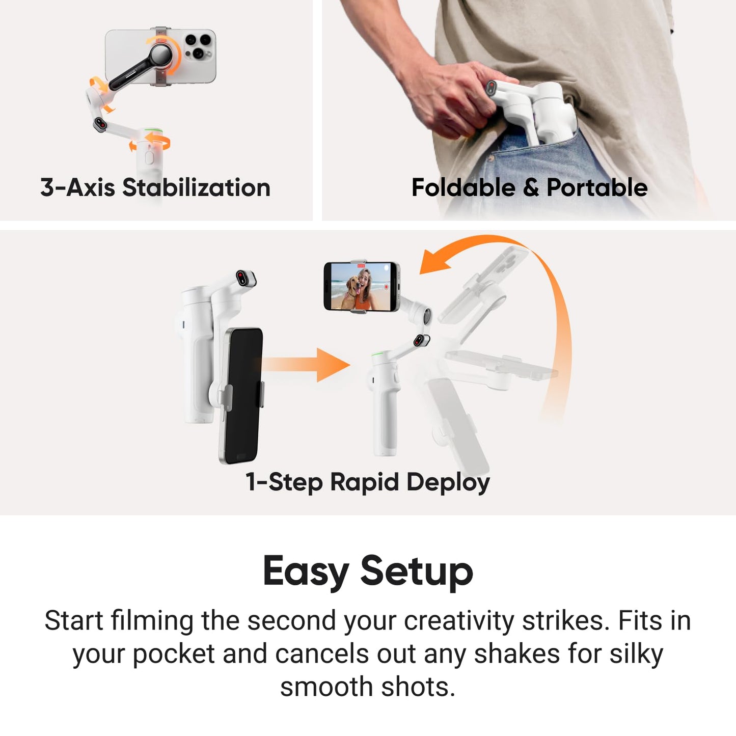 Insta360 Flow 2 Pro Vlog Bundle Grey - Foldable Ai Phone Gimbal, Track In 200+ Apps With Apple Dockkit, 360 Pan Tracking, Built-