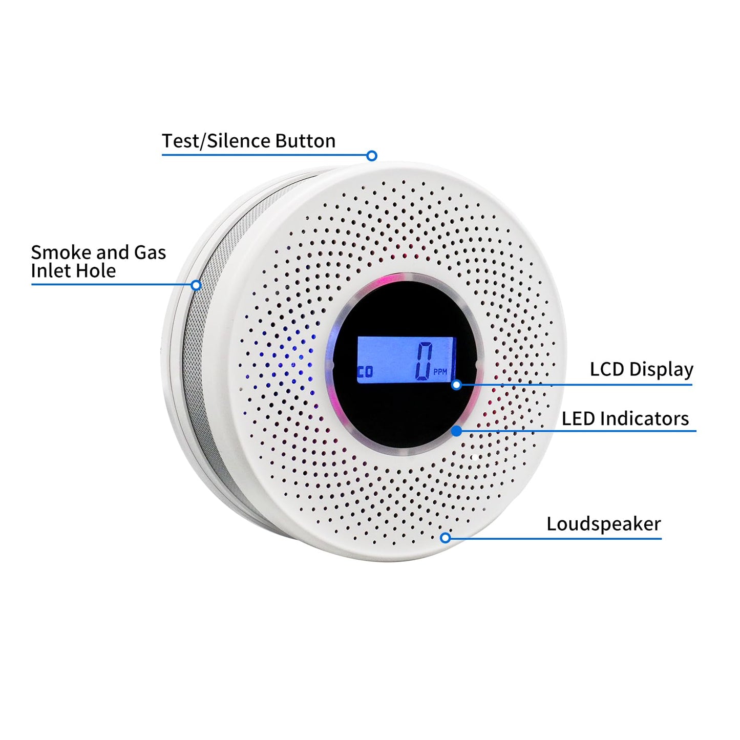 Smoke Detector Carbon Monoxide Detector Combo with Digital Display and Sound Light Alarm, 2-in-1 Smoke & CO Alarm with Battery Operated for Home, Travel or RV