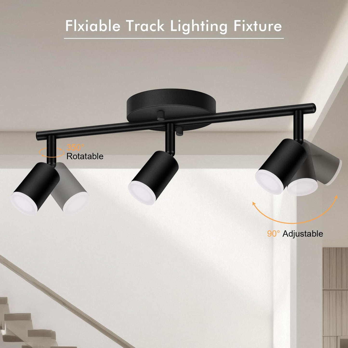 Auquee 3 Light Track Lighting Fixtures Ceiling  12W/2700K Black Track Lighting With Acrylic Lampshade & Rotatable Light Heads  20000Hrs Lifespan  Modern Led Track Lights Ceiling For Kitchen/Hallyway