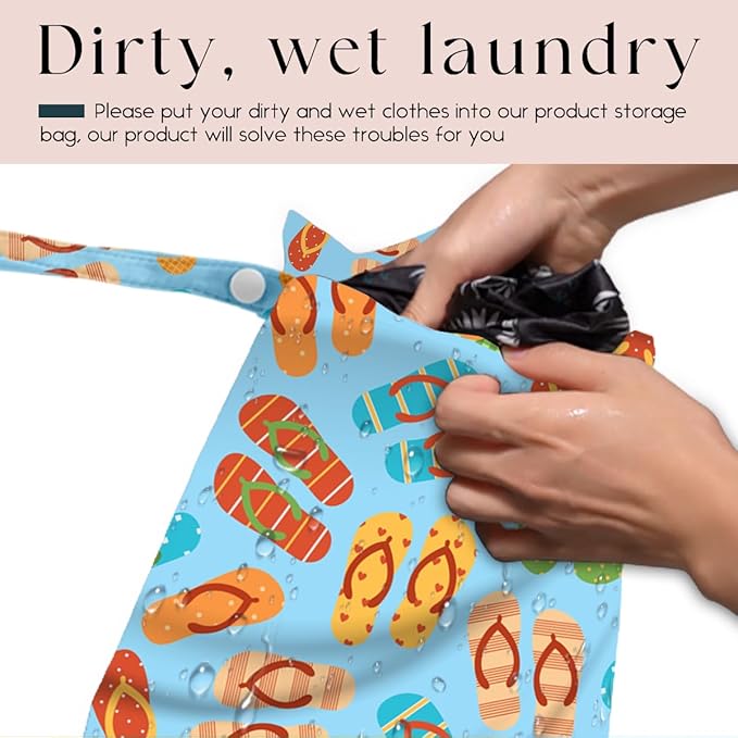 Wet Bag for Swimsuit, Beach Travel Essentials Wet Dry Bag, for Sunscreen Toiletry Dirty Clothes Yoga Gym Diaper, Friends Summer Beach Vacation Gifts. flip flops