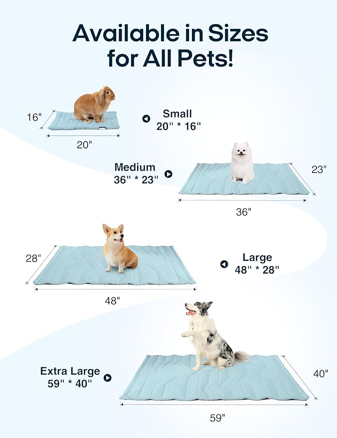ZonLi Dog Cooling Mat, 48" x 28"Large, Reversible Cooling Pad for Dogs & Cats (Cool & Warm), Durable & Machine Washable, Pet Mat for Crate, Kennel, Bed, Sofa, Polar Blue