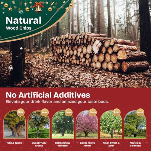Electric Whiskey Smoker Kit with Led Lights, 4 Reusable Ice Cubes and 6 Flavors Natural Wood Chips, Old Fashioned Bourbon ...