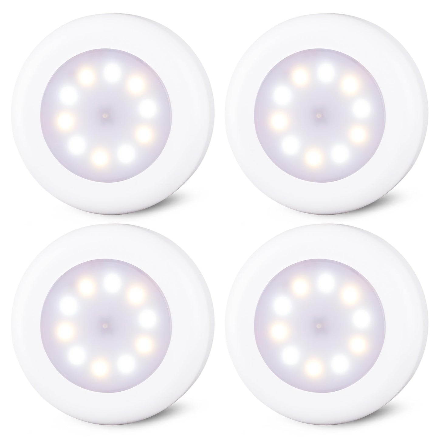 Star-Spangled 4 Pack 3.1  Dimmable Push Tap Lights  Stick On Led Touch Puck Lights Aa Battery Operated  3 Color Modes Sticky Button Lamps For Classroom  Kitchen  Under Cabinet  Closet