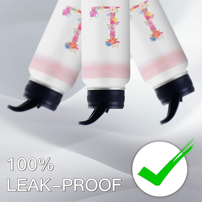 Personalized 32oz Water Bottle with Straw Customized Initial Letter Sport Bottles Monogrammed Initial Insulated Bottle Coffee Mug for Travel (L)